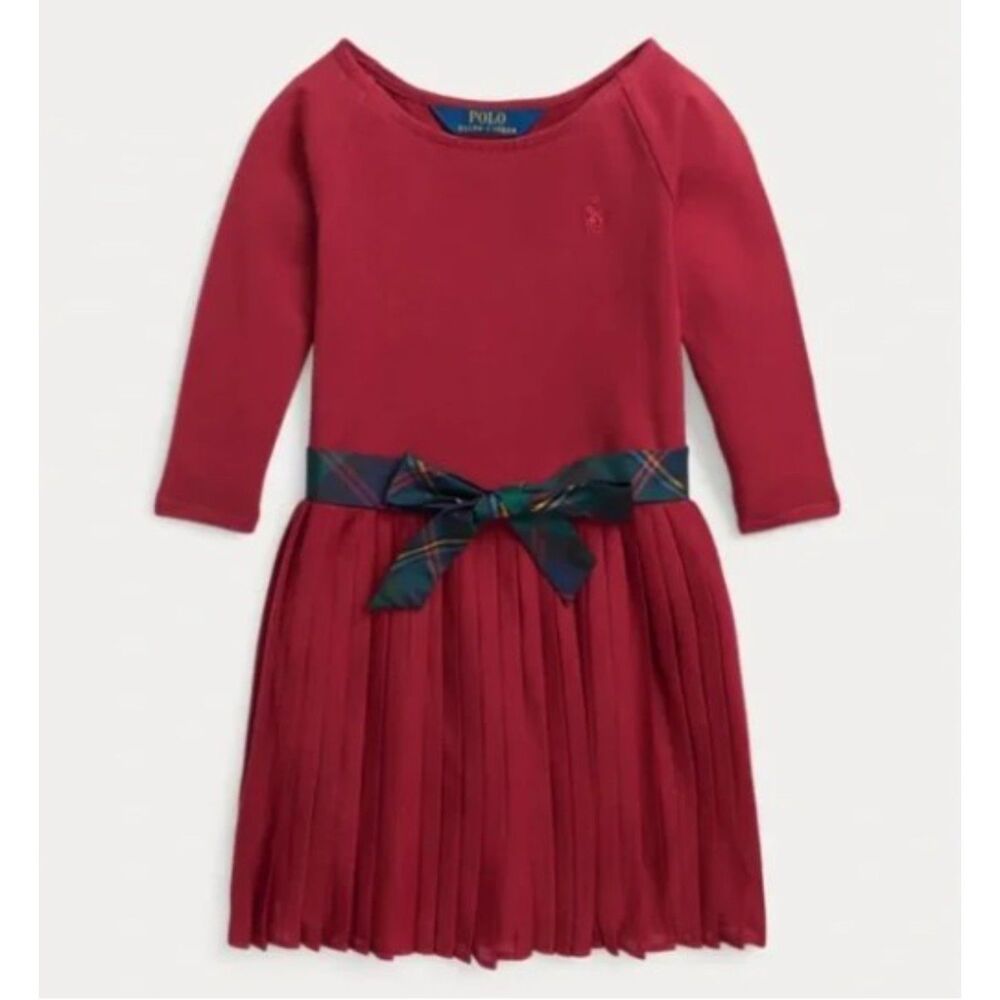 NWT Polo Ralph Lauren Girls Dress Size 6 Red Pleated Skirt Cotton Knit Holiday - Picture 9 of 9